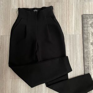 Structured black pants with split hem/ zipper detail
